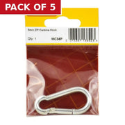 Carbine Hook, Zinc Plated, 5mm x 50mm - Pack of 5