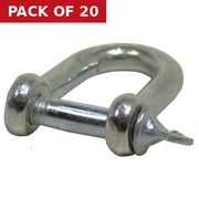 Dee Shackles, Galvanised, 6mm x 25mm x 13mm - Pack of 20