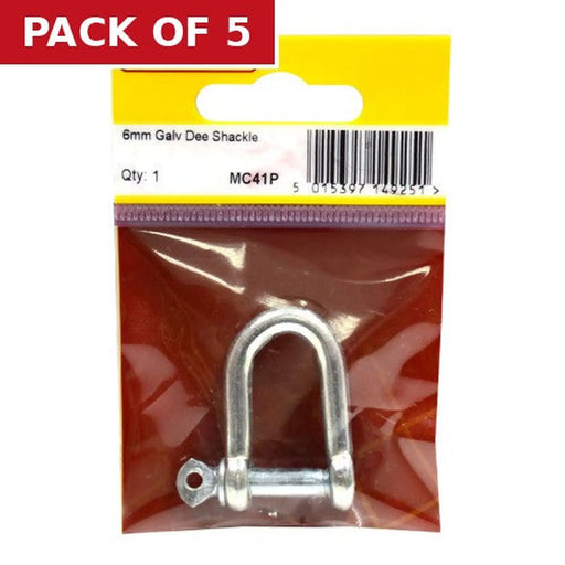 Dee Shackles, Galvanised, 6mm x 25mm x 13mm - Pack of 5