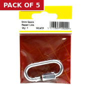 Quick Repair Link, Zinc Plated, 5mm x 39mm x 12mm - Pack of 5