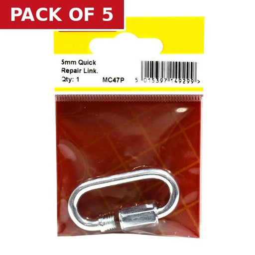 Quick Repair Link, Zinc Plated, 5mm x 39mm x 12mm - Pack of 5