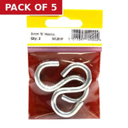 Steel Ess Hooks, Zinc Plated, 5mm x 48mm - Pack of 5