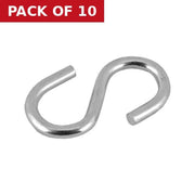 Steel Ess Hooks, Zinc Plated, 6mm x 60mm - Pack of 10