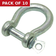 Steel Bow Shackles, Galvanised, 5mm x 19mm x 15mm - Pack of 10