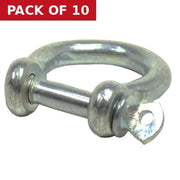 Steel Bow Shackles, Galvanised, 6mm x 25mm x 18mm - Pack of 10
