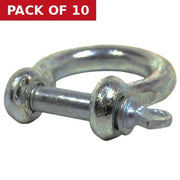 Steel Bow Shackles, Galvanised, 8mm x 32mm x 22mm - Pack of 10