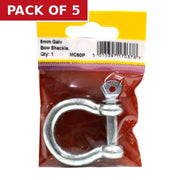 Steel Bow Shackles, Galvanised, 8mm x 32mm x 22mm - Pack of 5