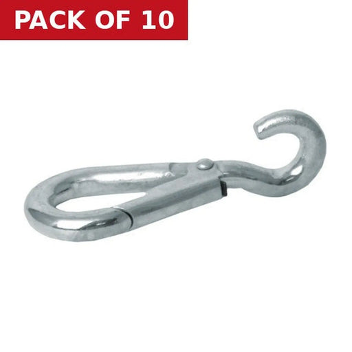 Steel Spring Hook To Crue, Zinc Plated, 5mm x 50mm - Pack of 10