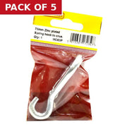Steel Spring Hook To Crue, Zinc Plated, 7mm x 70mm - Pack of 5