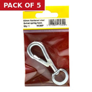 Steel Swivel Spring Hook, Zinc Plated, 6mm x 65mm - Pack of 5