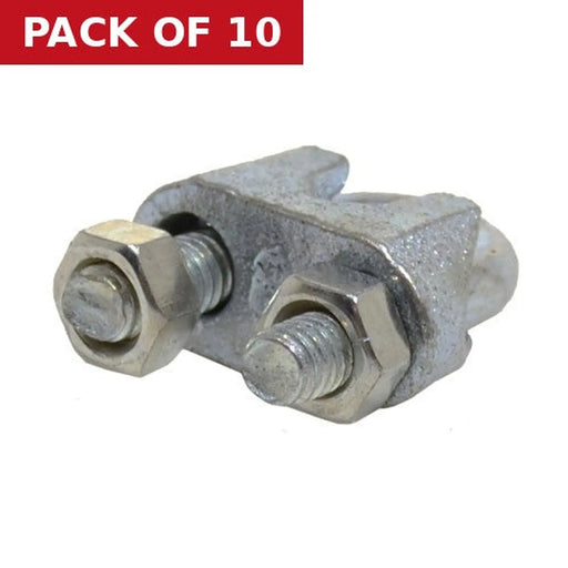 Steel Wire Rope Grips, Galvanised, 3mm - Pack of 10