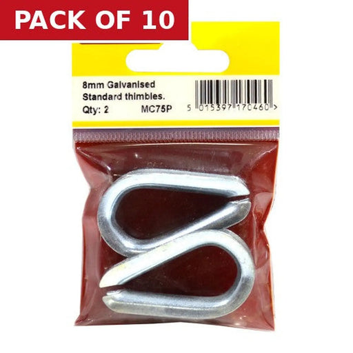 Steel Wire Rope Thimbles, Galvanised, 8mm - Pack of 10