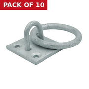 Steel Ring On Plate, Galvanised, 8mm x 50mm - Pack of 10