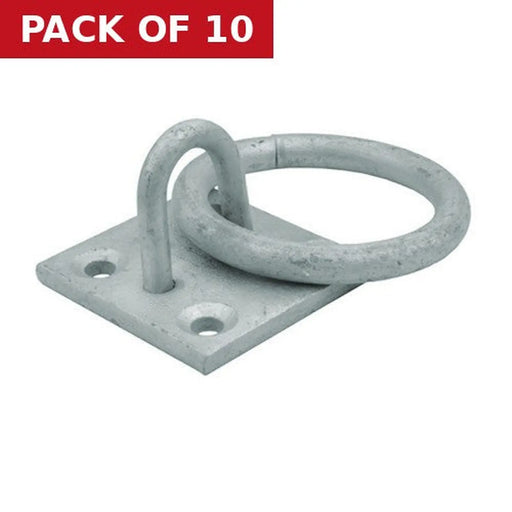 Steel Ring On Plate, Galvanised, 8mm x 50mm - Pack of 10