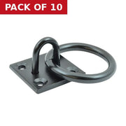 Steel Ring On Plate, Black, 8mm x 50mm - Pack of 10