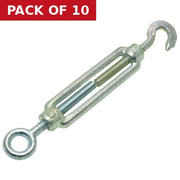 Straining Screws Hook/Eye, Galvanised, 5mm x 74mm - Pack of 10