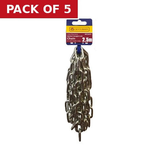 Steel Welded Straight Link Pre Cut Chain, Zinc Plated, 5mm x 28mm x - Pack of 5