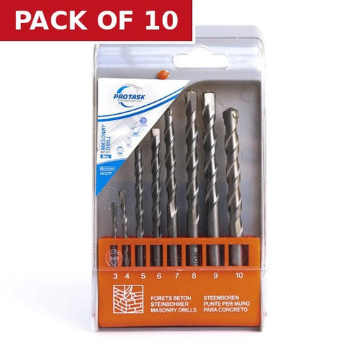 Protask 8 piece Masonry Drill Bit Set - Pack of 10