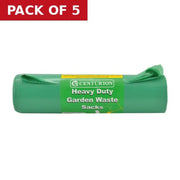 Heavy Duty Garden Sacks, Green, 100 Litre Capacity - Pack of 5