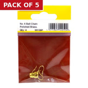 Solid Brass Ball Chain End Attachment, Polished Brass, No.6 - Pack of 5