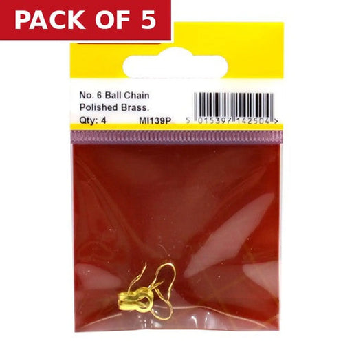 Solid Brass Ball Chain End Attachment, Polished Brass, No.6 - Pack of 5