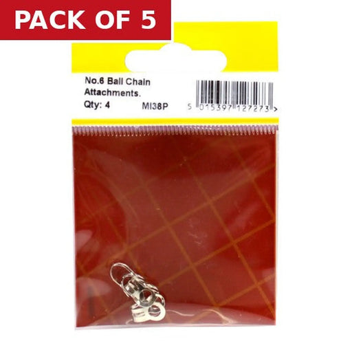 Solid Brass Ball Chain End Attachment, Nickel Plated, No.6 - Pack of 5