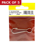 Spring Hook, Nickel Plated, 50mm - Pack of 5