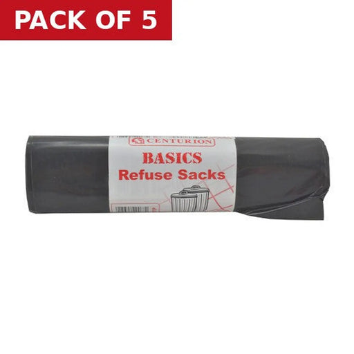 Basic Refuse Sacks, Black, 80 Litre Capacity - Pack of 5