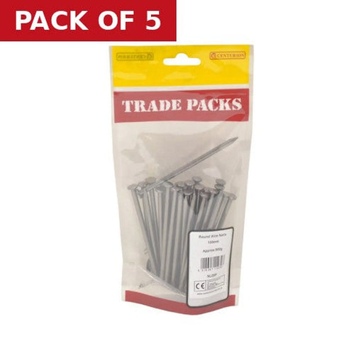 Bright Round Wire Nails - Steel - 100mm - (500g Pack) - Pack of 5