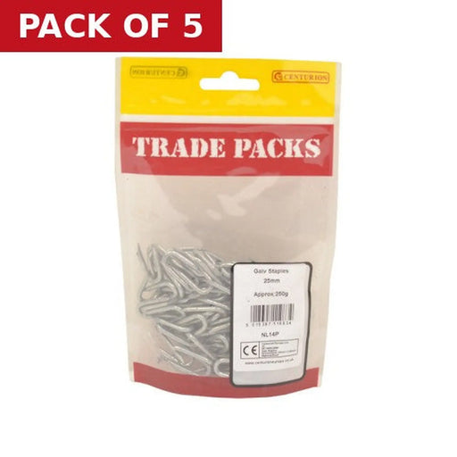 Staples - Galvanised - 25mm - (250g Pack) - Pack of 5