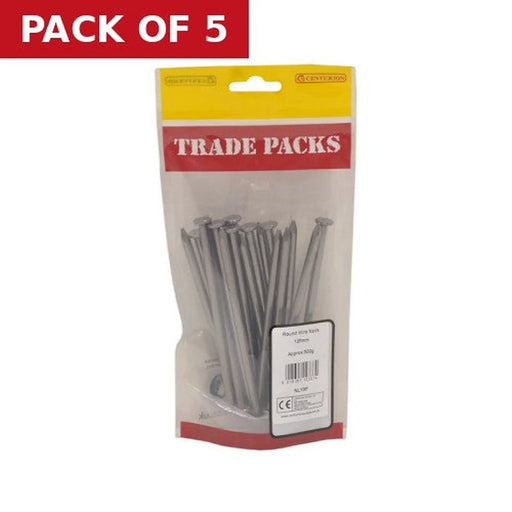 Bright Round Wire Nails - Steel - 125mm - (500g Pack) - Pack of 5