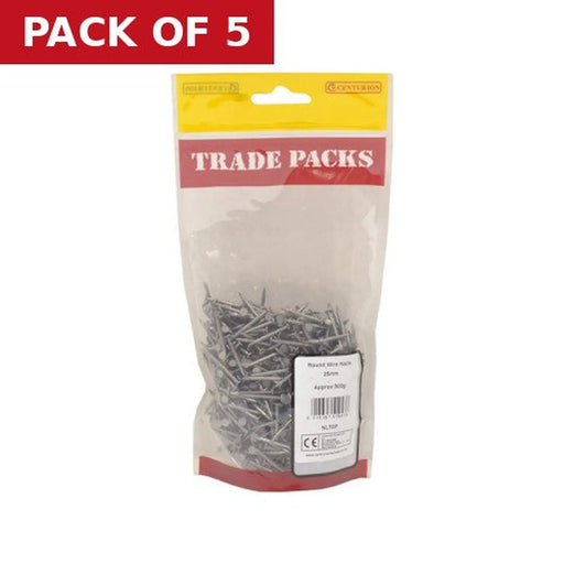 Round Wire Nails - Steel - 25mm - (500g Pack) - Pack of 5