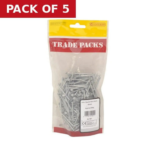 Round Wire Nails - Galvanised - 40mm - (500g Pack) - Pack of 5
