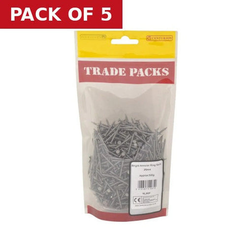 Bright Annular Ring Nails - Steel - 25mm - (500g Pack) - Pack of 5