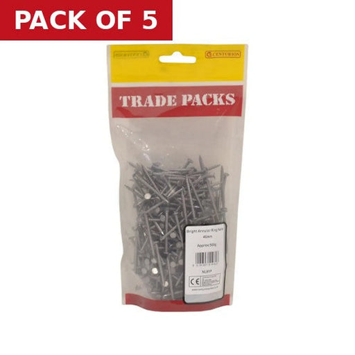 Bright Annular Ring Nails - Steel - 40mm - (500g Pack) - Pack of 5