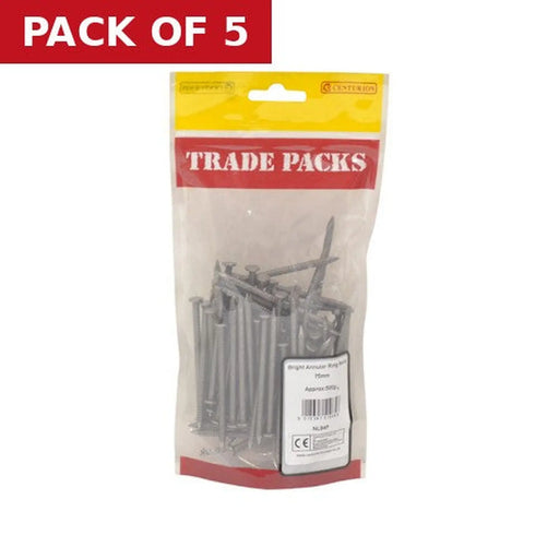 Bright Annular Ring Nails - Steel - 75mm - (500g Pack) - Pack of 5