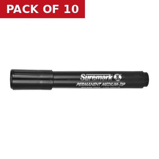 Permanent Marker Pen Black - Pack of 10