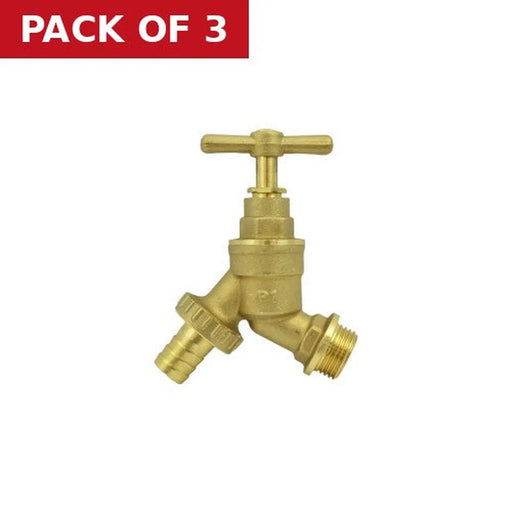 Garden Hose Tap, Brass, 1/2 " - Pack of 3