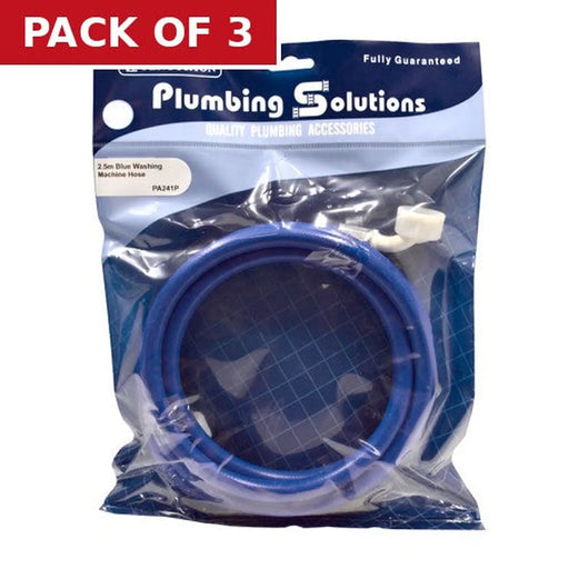 2.5m Washing Machine Hose - Blue - Pack of 3