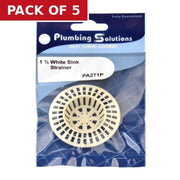 Sink Strainer - White Plastic - 1 1/2" - Pack of 5