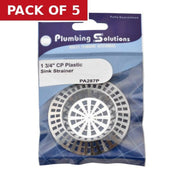 Sink Strainer - Chrome Plated Plastic - 1 3/4" - Pack of 5