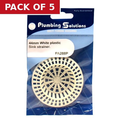 Sink Strainer - White Plastic - 1 3/4" - Pack of 5