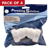 32mm Plastic Compression 45 Deg Swept Bend - Pack of 4