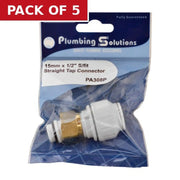 Speedfit - 15mm x 1/2" Straight Tap Connector - Pack of 5