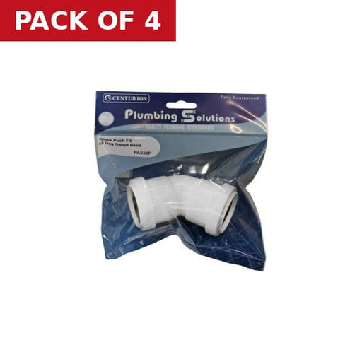 40mm Push Fit 45 Deg Swept Bend - Pack of 4
