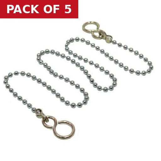 12" Basin Chain With Hooks - Chrome - Pack of 5