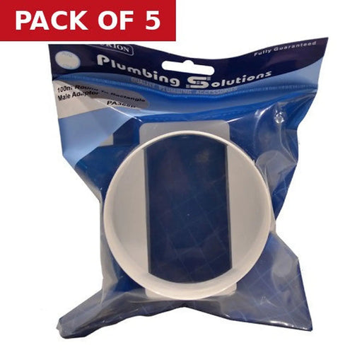 100mm Round to Rectangle Male Adaptor - Pack of 5