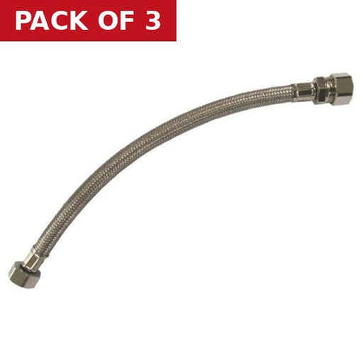 15mm x 1/2" x 500mm Flexible Connector - Pack of 3