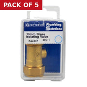 15mm Isolating Value - Screw Tyupe Shut Off - Brass - Pack of 5