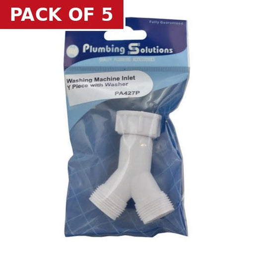 Washing Machine Inlet Y Piece with Washer - Pack of 5